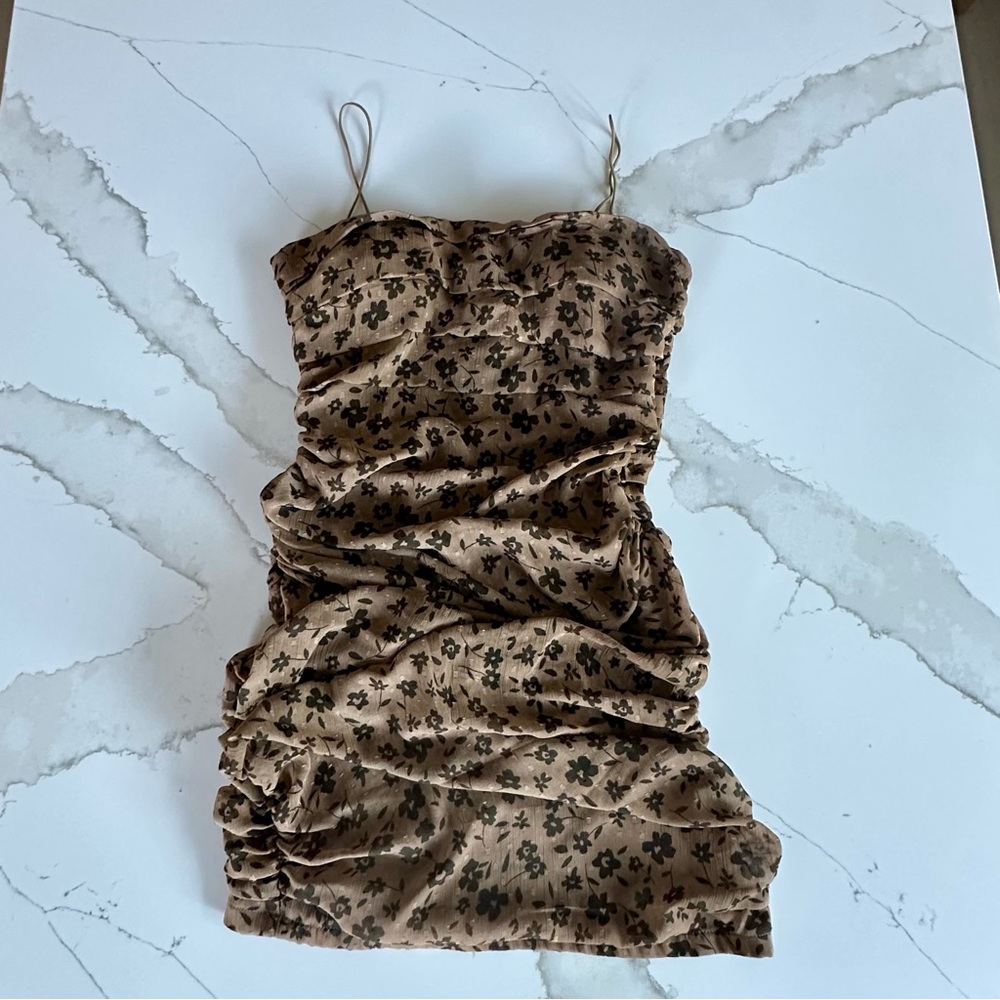 SKYLAR + MADISON Floral Brown Dress SIZE M